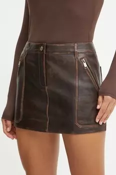 Кожаная юбка Michael Michael Kors, коричневый