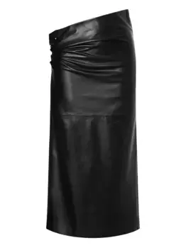 Кожаная юбка миди Alberta Ferretti, черный