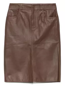 Кожаная юбка миди Jacob Cohn, коричневый