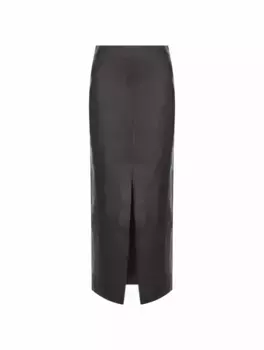 Кожаная юбка миди Remain, черный