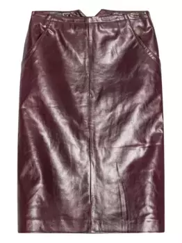 Кожаная юбка миди REMAIN, красный