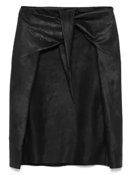 Кожаная юбка миди Rick Owens, черный