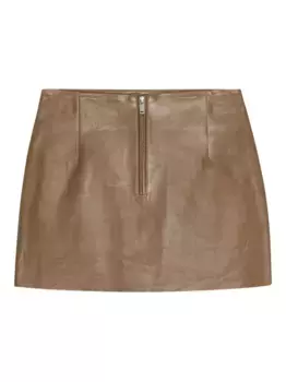 Кожаная юбка мини на молнии REMAIN, коричневый