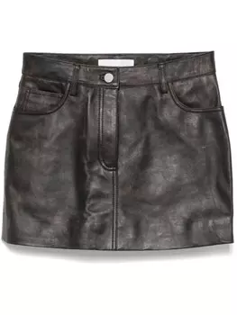 Кожаная юбка мини REMAIN, коричневый