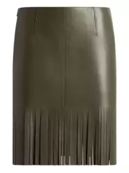 Кожаная юбка мини с бахромой ETRO, зеленый