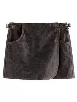 Кожаная юбка Next Skirt, коричневый