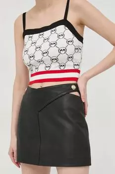 Кожаная юбка Pinko, черный