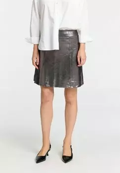 Кожаная юбка Selected Femme, серебристый