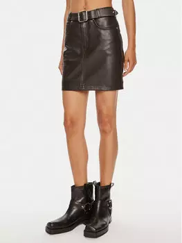 Кожаная юбка стандартного кроя Grenada 103894 A21L Pinko, коричневый