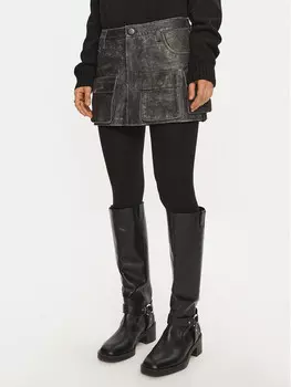 Кожаная юбка стандартного кроя One Teaspoon, серый