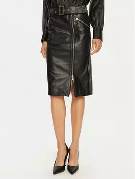 Кожаная юбка стандартного кроя S0252B Babylon, черный