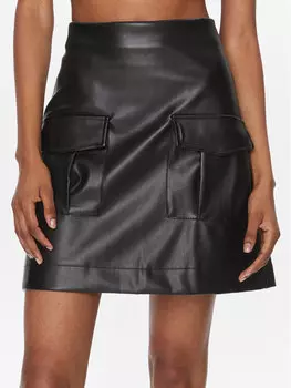 Кожаная юбка стандартного кроя Vero Moda, черный