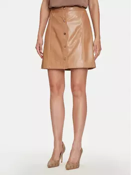 Кожаная юбка узкого кроя Guess, коричневый