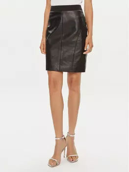 Кожаная юбка узкого кроя Pinko, черный