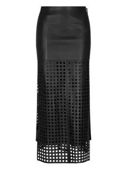 Кожаная юбка в клетку EMPORIO ARMANI, черный