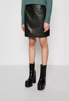 Кожаная юбка YAS, черный