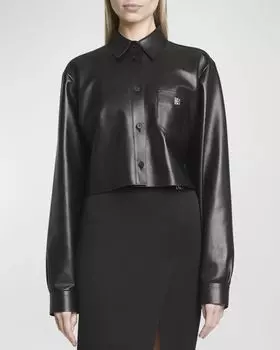 Кожаная укороченная рубашка на пуговицах Givenchy, цвет Black