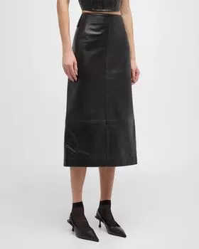 Кожаная узкая юбка-карандаш миди Marc Jacobs, цвет Black
