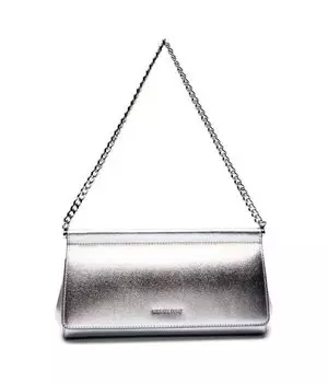 Кожаная вечерняя сумочка карминового цвета Michael Kors, серебряный