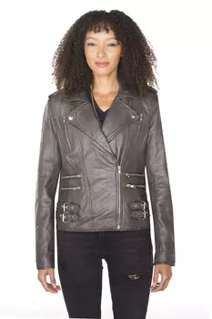 Кожаная винтажная байкерская куртка brando orlando Infinity Leather, серый