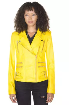 Кожаная винтажная байкерская куртка brando orlando Infinity Leather, желтый