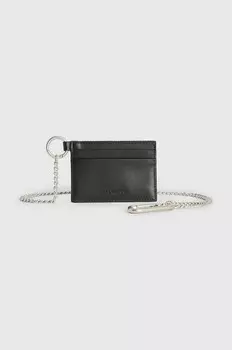 Кожаная визитница AllSaints MAKOTO CHAIN CARD HO, черный