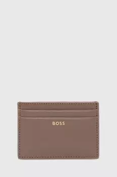 Кожаная визитница Boss, бежевый