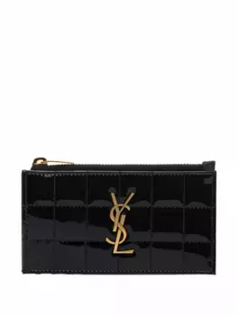 Кожаная визитница Cassandre Matelass Carr Saint Laurent, черный
