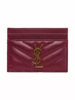 Кожаная визитница Cassandre Matelasse Saint Laurent, бордовый