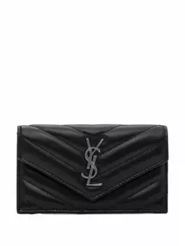 Кожаная визитница Cassandre Matelasse Saint Laurent, тёмно-синий