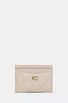 Кожаная визитница Essential Card Case Coach, бежевый