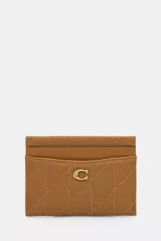 Кожаная визитница Essential Card Case Coach, бежевый