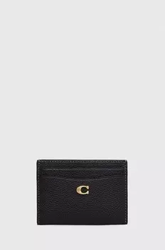 Кожаная визитница Essential Card Case Coach, черный