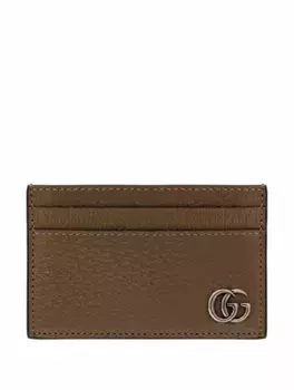 Кожаная визитница GG Marmont Gucci, бежевый