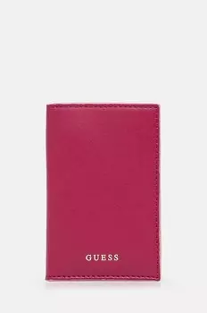 Кожаная визитница Guess, розовый