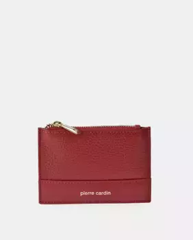 Кожаная визитница на молнии Pierre Cardin, красный