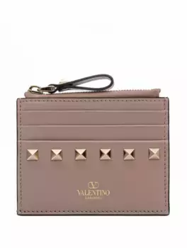 Кожаная визитница Rockstud Valentino Garavani, бежевый