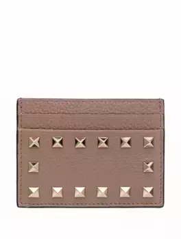 Кожаная визитница Rockstud Valentino Garavani, бежевый