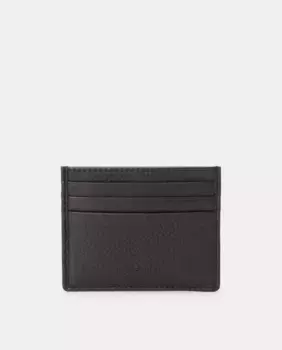 Кожаная визитница с фирменной деталью Dustin, черный