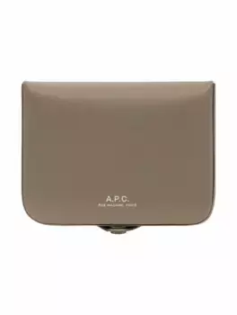 Кожаная визитница с логотипом A.P.C., серый