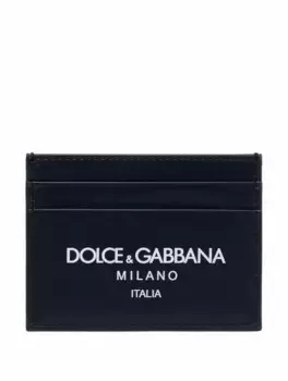 Кожаная визитница с логотипом Dolce&Gabbana, тёмно-синий