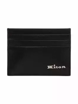 Кожаная визитница с логотипом Kiton, черный