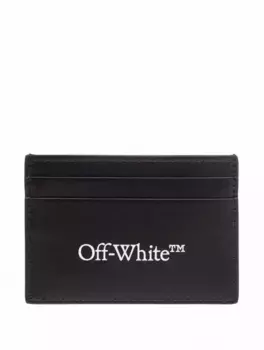 Кожаная визитница с логотипом Off-White, черный