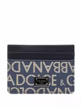 Кожаная визитница с монограммой Dolce&Gabbana, синий
