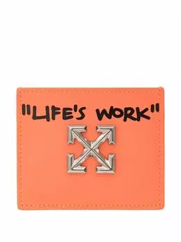 Кожаная визитница с принтом Life's Work Off-White