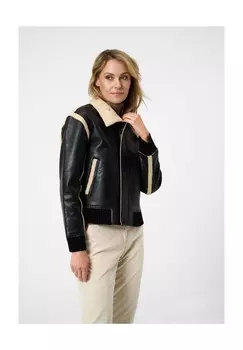 Кожаная женская куртка Кармен - с меховым воротником RICANO, черный