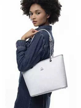 Кожаная женская сумка BENETTON, белый