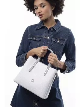 Кожаная женская сумка BENETTON, белый