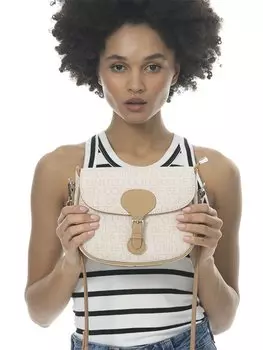 Кожаная женская сумка BENETTON, бежевый