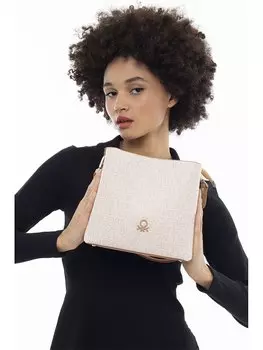 Кожаная женская сумка BENETTON, бежевый